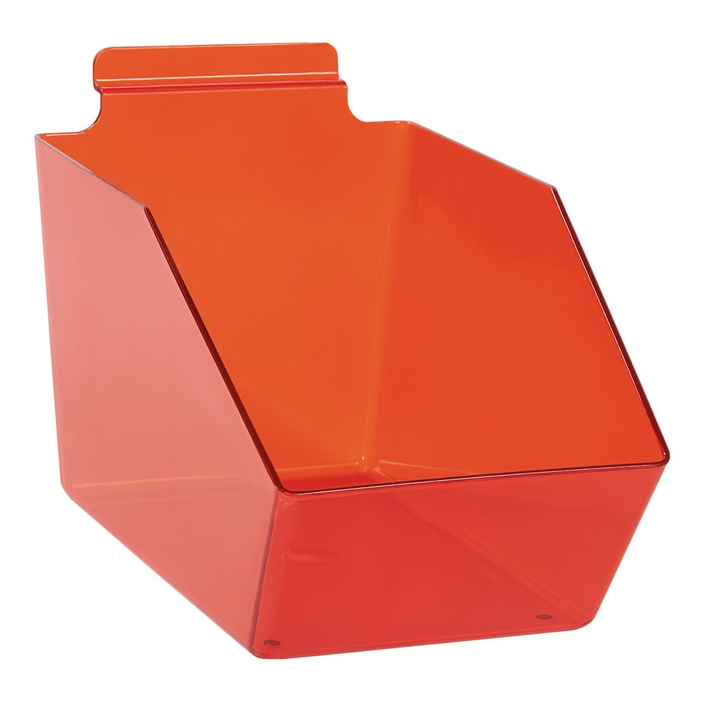 Set of 2 for Slatwall 6 x 5 ½ x 9 ½ inch Clear Red Plastic Dump Bin 