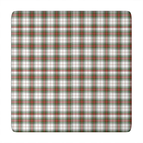 Green and Red Christmas Plaid Pattern Square Fitted Tablecloth with Elastic Edge,Square Table Cover,Washable Elastic Table Cover for Home Kitchen Party Decor 34"x34"