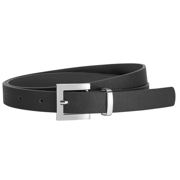 SWSMCLT Women's Metal Belt Buckle Belt For Dress Faux Leather Square Fall Metal Buckle Adjustable Summer Belts Black X-Small-Large