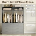 thumbnail image 2 of Aheaplus Set of 2 Closet Systems: 6 Wood Drawers + 2 Hanging Rods + 2 Shelves, Freestanding Walk-in Closet Organizer, 48x15x80 Inch, Heavy Duty,Gray, 2 of 5
