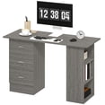 thumbnail image 1 of Grey 47" Computer Desk with Shelves & Drawers - Home Office Writing Table for Bedroom, Dorm & Living Room - Modern MDF Workstation, 1 of 7