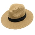 thumbnail image 1 of Sombrero de sol de ala ancha con visera ancha para mujer Sombrero enrollable de paja de Panamá Sombrero de sol de playa Fedora, 1 of 5