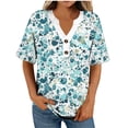 thumbnail image 6 of ClodeEU Womens Print Plus Size Tops 3/4 Sleeve Blouses Shirts ,Casual V Neck Loose Tunic Tops Mint Green,Womens Plus S, 6 of 6