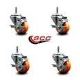 thumbnail image 2 of 3 Inch Orange Poly Swivel 7/16 Inch Grip Ring Stem Caster Set with Brake, 2 of 2