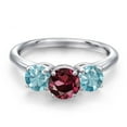 thumbnail image 3 of Gem Stone King 925 Sterling Silver Red Rhodolite Garnet and Blue Zircon Engagement Ring for Women | 2.70 Cttw | Round 6MM | Gemstone January Birthstone | Size 5, 3 of 6