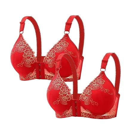 Black of Friday Deals!Clearance Staron 2PC Daisy Bras for Older Women Comfort No Underwire Bra Comfortable Wireless Bras Soft Strap Daily Underwear No Underwire Bra