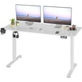 thumbnail image 1 of Electric Standing Desk Height Adjustable Computer Desk 55 inches Home Office Gaming Desk Writing Computer Workstation PC Simple Sit-Stand Large Working Area Student Kids Study Desk (White), 1 of 7
