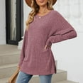 thumbnail image 5 of Lenpel Women's Tunic Tops Ribbed Knit Long Sleeve Crew Neck Side Split Loose T Shirts Soft Casual Tee Blouses Fall Fashion Outfits(Red,X-Large), 5 of 7