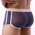 thumbnail image 5 of USNSM Mens Ice Silk Briefs Underwear Elastic Waist Bulge Boxer Short Soft Breathable Comfortable Plus Size Underpants Solid Trunks Blue XL, 5 of 5