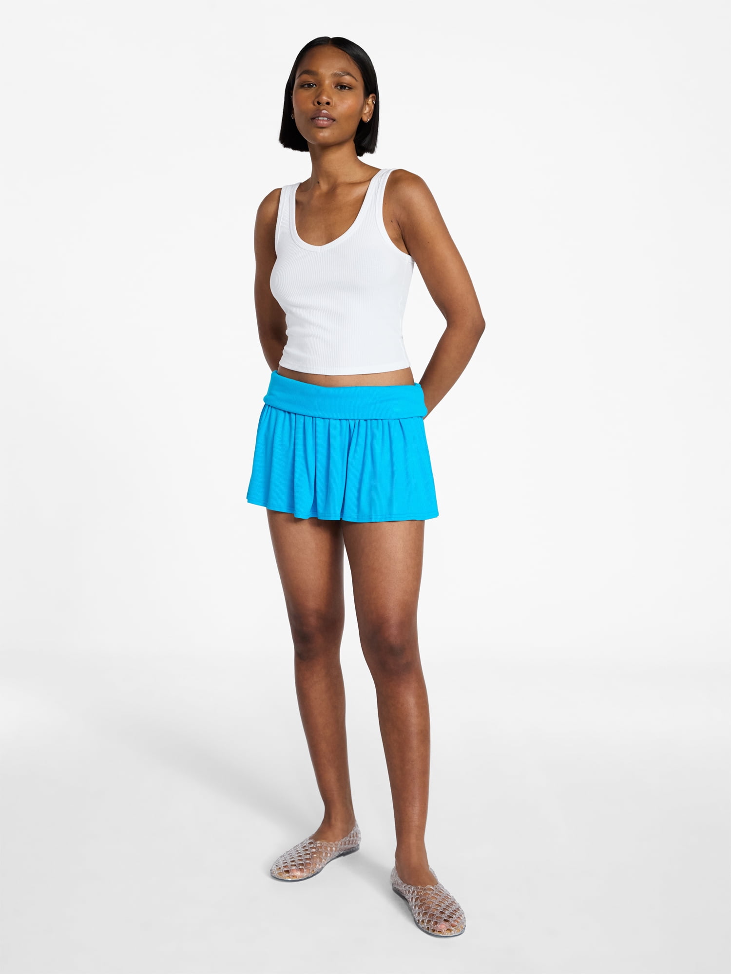 No Boundaries Foldover Knit Skort, Women's XXS-XXL