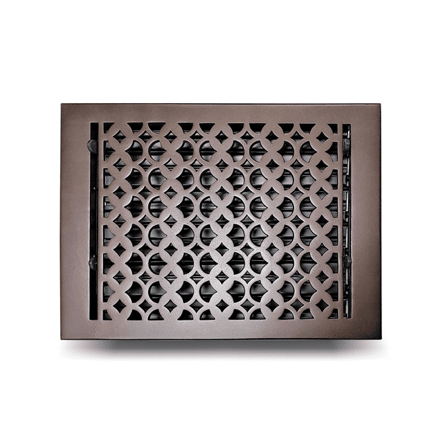 Cast Iron Floor Vent Register 9″ x 12″ – Heavy-Duty Tudor Mushroom Design, Handcrafted Rust-Free Vent Cover with Adjustable Damper – Powder Coated Repaintable HVAC Grille for Floors & Walls