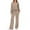 Khaki, variant on Women's Sweatsuits 2 Piece Outfits Lounge Sets Long Sleeve Casual Pullover and Baggy Sweatpants with Pockets