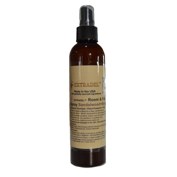 EXTRADEL Room Spray & Fabric Freshener (Sandalwood & Bergamot), Odor Eliminating, Signature Scent Blend, Plant-Based, 8 fl oz