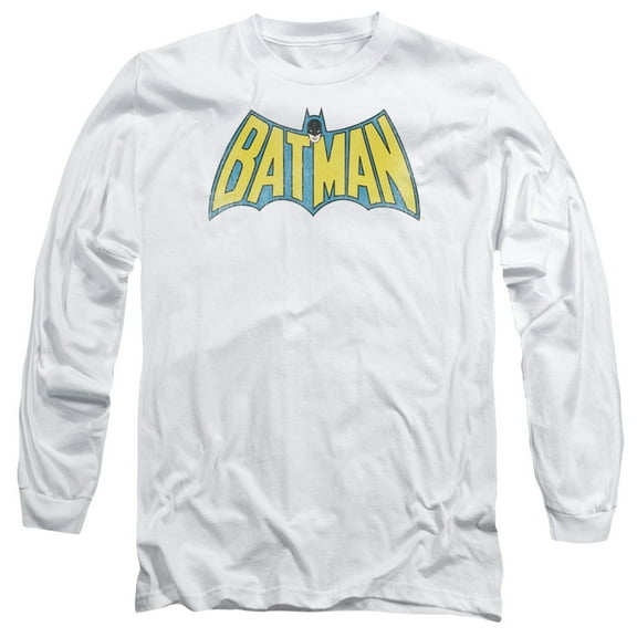 DC Comics Classic Batman Logo Long Sleeve Adult 18/1 T-Shirt White
