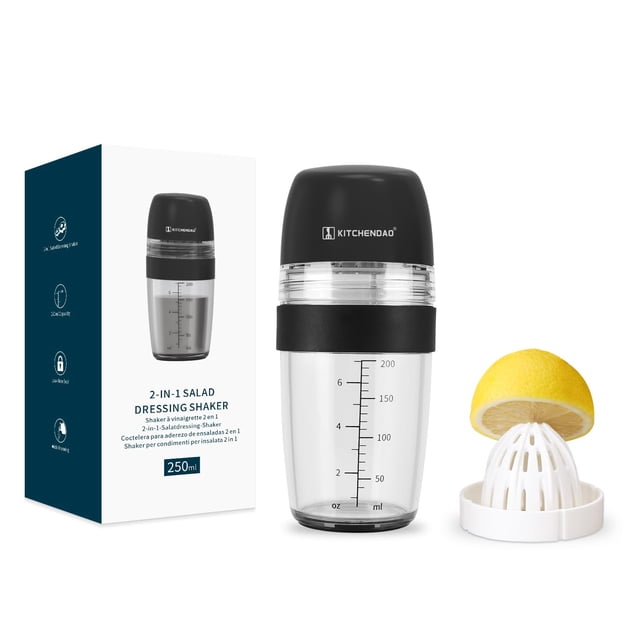 Coctelera para ensaladas KITCHENDAO 2 en 1 con exprimidor de 1 litro, color negro