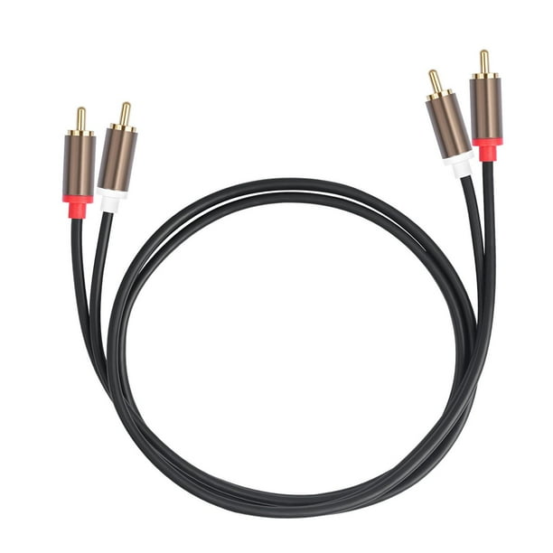 Cable de audio de 2 RCA macho a 2 RCA macho, estable, compacto, multiusos, resistente, cable auxiliar para altavoces y mezcladores domésticos. 100 centímetros