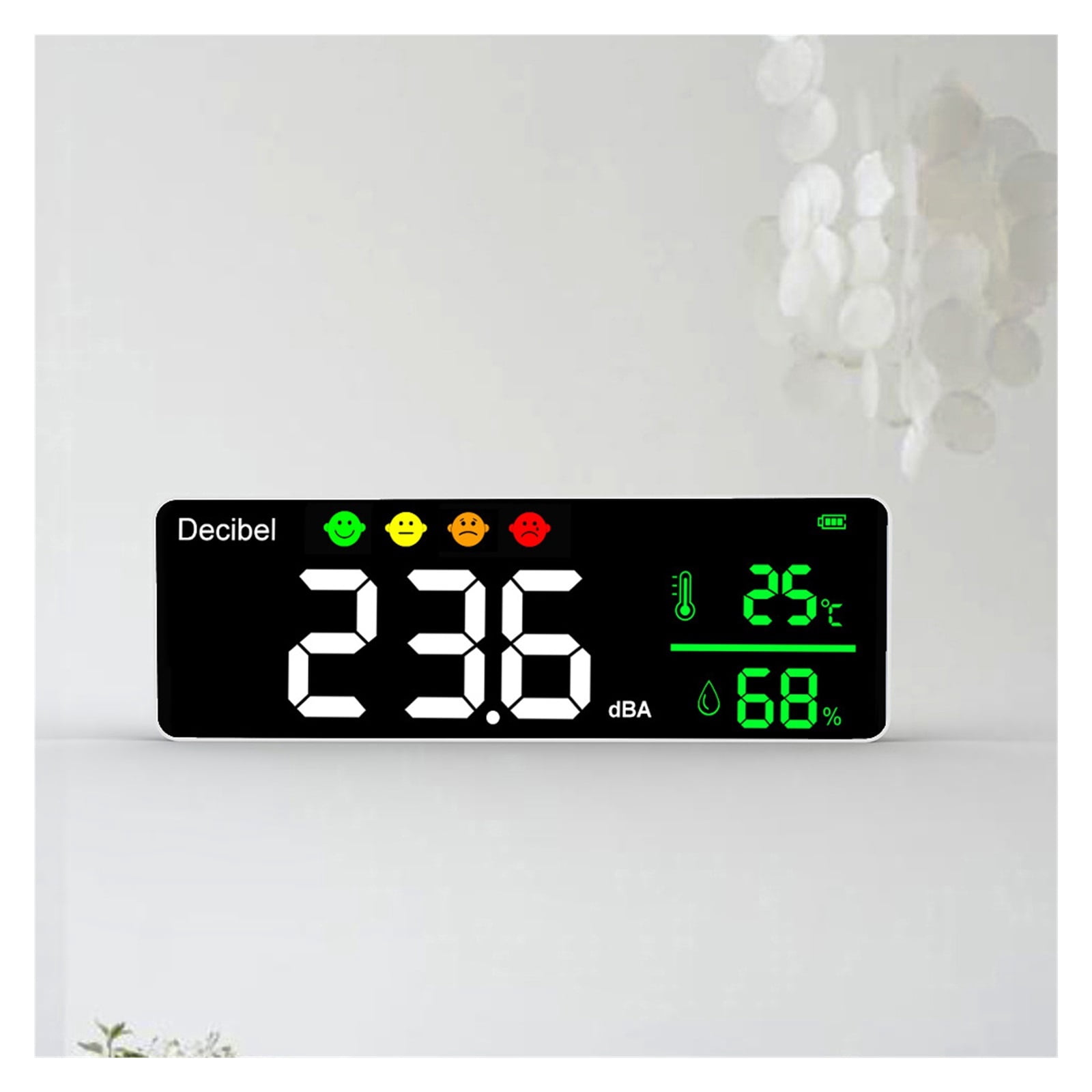 Noise Measuring Instrument Digital Decibel Sound Meter Temperature Meter Humidity Meter 3-in-1 Detector Indoor Wall Mounted Larg ,Small and Lightweight