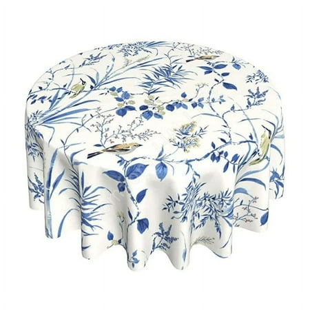 

Rustic Round Floral Tablecloth Waterproof Flowers Print Spring Tablecloth with Wrinkle Resistant for Indoor and Outdoor Dining