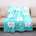 thumbnail image 3 of A Four-season All-purpose Nap Blanket with a Print of Sparkling Teeth Holding a Toothbrush, Perfect as a Family Blanket or Gift for Family and Friends, 3 of 14