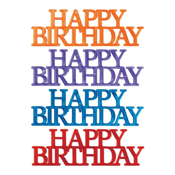 CakeDrake Happy Birthday Script Cake Topper Assortment 6 Count Bold Colors