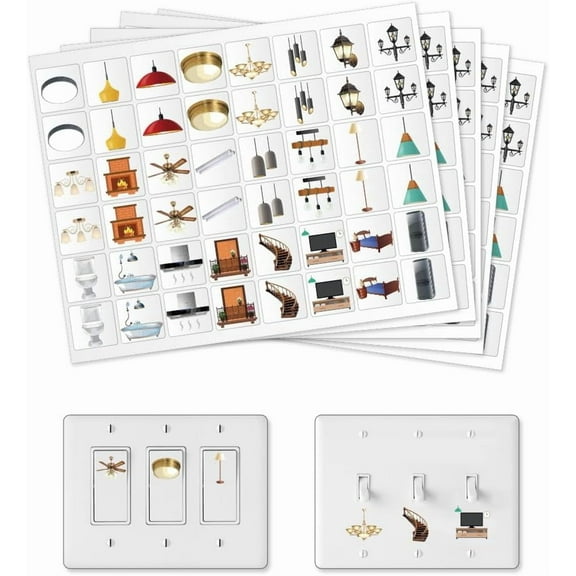 240 Pcs Light Switch Sticker Labels 24 Designs Colorful Switch ID Stickers Switchboard Label Decals for Home Kitchen Bathroom Office School
