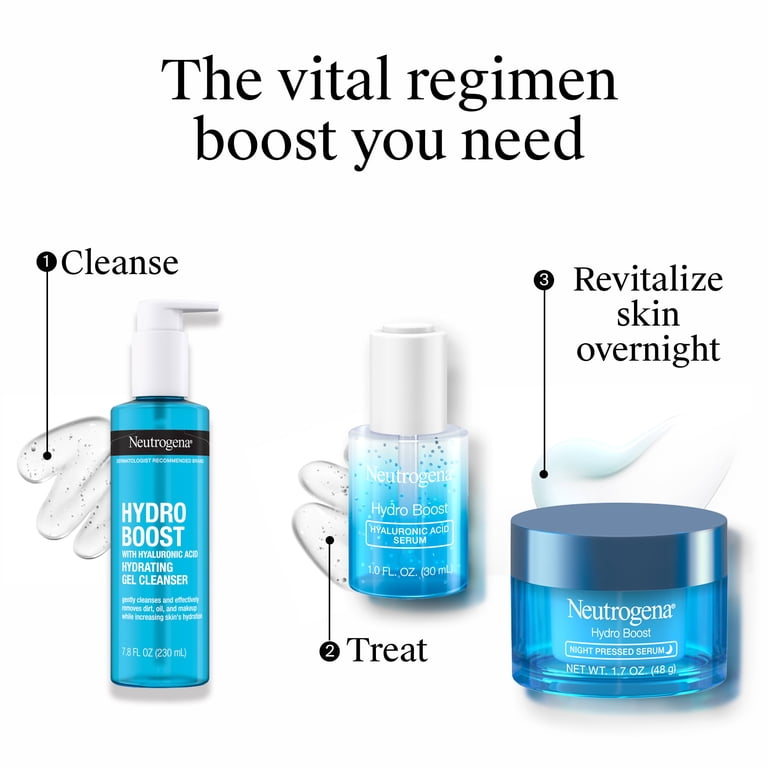 フェイスジェル・ゲル 3H BEAUTY GEL Hydrogen Ion Night Serum Neutrogena Hydro Boost Hyaluronic Acid Night Face Serum, 1.7 oz