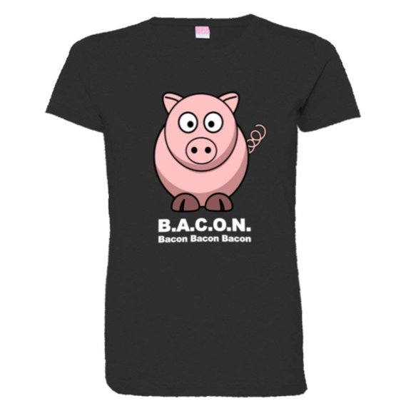 PleaseMeTees™ Womens Bacon Bacon Pig I Love Pork Meat HQ Tee