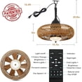 thumbnail image 6 of Noaman 20 inch Outdoor Ceiling Fan with Light Remote Control, Waterproof Brown Ceiling Fan for Patio Gazebo, 3 Color Temperatures & Dimmable LED, 6 of 9