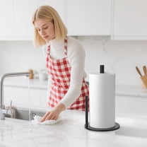 FeiFu Stainless Steel Kitchen Paper Towel Holder with Weighted Base Non-Slip Countertop Roll Paper Stand for Kitchen Bathroom Dining Room Use