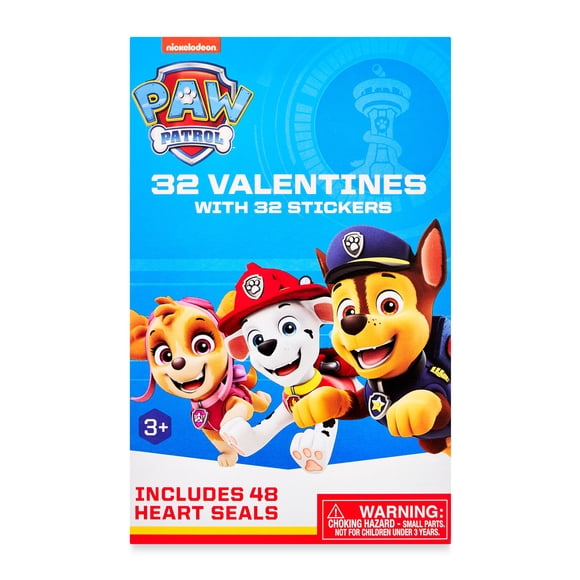 Nickeloden Paw Patrol Valentine Cards, Kiddie Cards, 32 Count, Valentine's Day