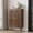 Walnut 289, variant on Shoe Storage Cabinet with 2 Flip Drawers, Freestanding Shoe Rack with Metal Handles for Entryway, Line Groove Design, 23.6W Brown Particle Board MDF Pine Wood