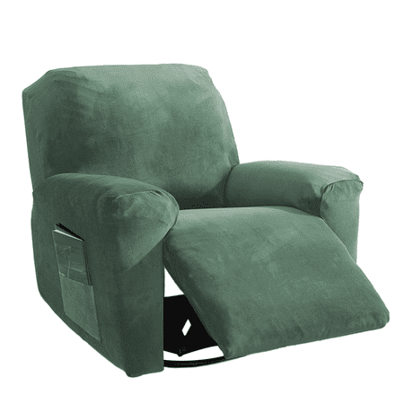 Northern Brothers Stretch Velvet 1-Seater Sofa Recliner Slipcover, a set of 4 Lazy Lounge Recliner Protective Covers,Light Green