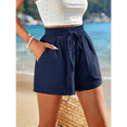 thumbnail image 5 of Linen Shorts for Women Summer Casual High Waisted Wide Leg Drawstring Beach Loose Shorts Comfy Fashion Outfits Dark Blue S, 5 of 7