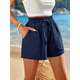 thumbnail image 5 of Pantalones Cortos de para Mujer, Informales, de Verano, de Cintura Alta, con Pierna y Cordón Ajustable, Holgados y Cómodos para la Playa. Azul Oscuro XXL, 5 of 7