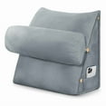 thumbnail image 2 of SHANNA Wedge Headboard Pillow with Adjustable Neck Support,  Triangular Bedrest Lumbar Neck Back Support Pillows for Reading, Gaming, and TV Watching, Grey, 2 of 9