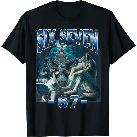 67 Alpha Wolf Meme Funny Six Seven Humor T-Shirt, Unisex T-Shirt