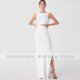 thumbnail image 3 of Vestido Midi recto a medida para mujer, traje de satén blanco con horquilla lateral, cuello redondo, para fiesta de boda, 2024, 3 of 5