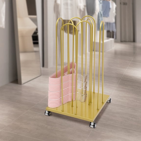 Hanger Organizer Stacker, 4 in 1 Hanger Organizer Storage Rack with Wheels Gold
