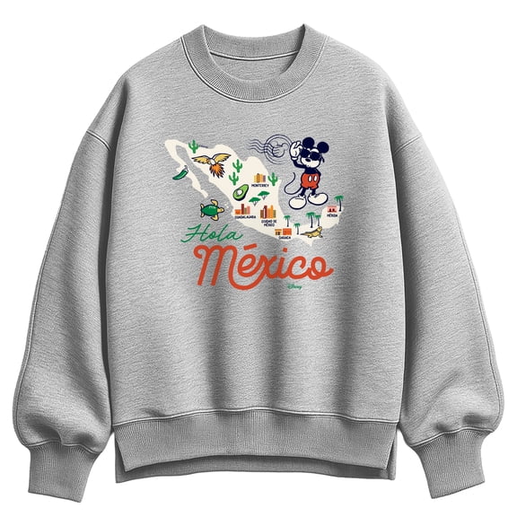 Disney - Mickey Mouse Mexico Map - Women's Oversized Fleece Crew Sweatshirt