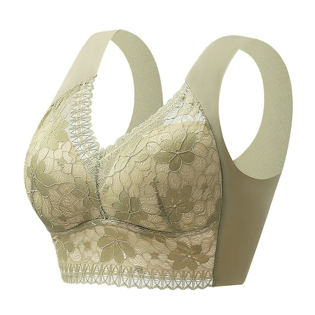 UPPADA Womens Bras Front Closure Back Support No Underwire Full Coverage Bras Wireless Comfy Bralettes Bras Full Coverage Bras Green,2L/XL