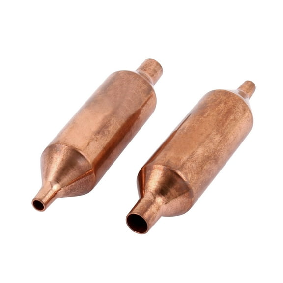 2pcs Copper Tone Tube Shape Air Conditioner Fridge Dry Filter 77mm Long