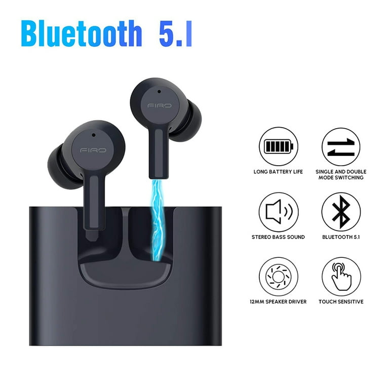 Ponyta Bluetooth 5.1 Wireless Earbuds Touch Control with Portable No Lid Charging Case Stereo Headphones Waterproof for Sports and Work with 3 Pairs