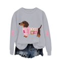 thumbnail image 5 of Jindong Women's Dog Ribbon Breast Cancer Awareness Print Sweatshirt, 5 of 5