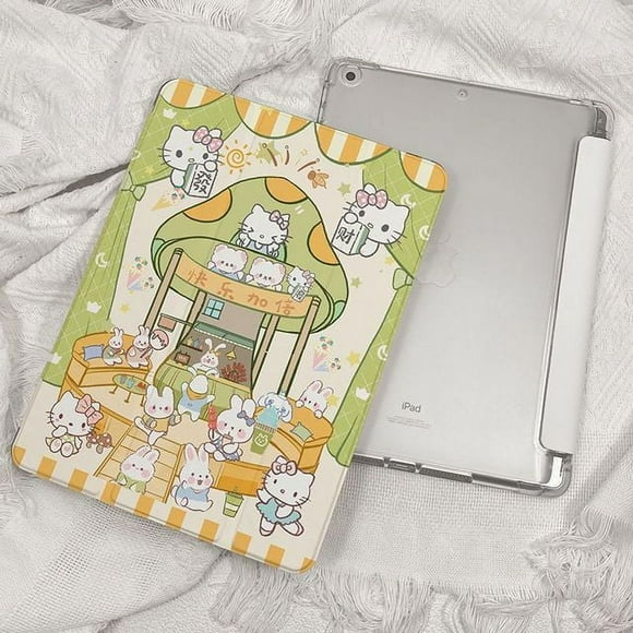Sanrio Hello Kitty Kuromi Tablet Case for iPad Air 1 2 3 Mini 4 5 6 iPad Pro 2022 12.9inch Three-fold Pen Slot Protective Cover FGS
