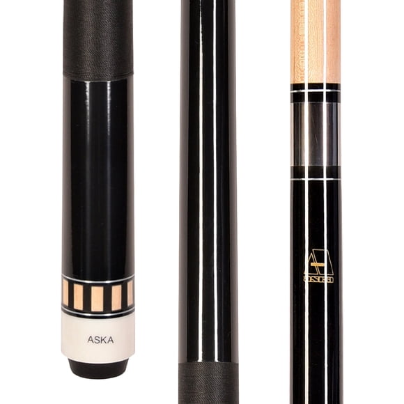 ASKA L25 Black 58" Two-Piece Pool Cue with Hard Rock Maple Shaft and 13mm Leather Tip - 20oz