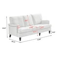 thumbnail image 2 of 3-Seater Sofa, Velvet Upholstered Couch with Oak Spindle Legs, Pillow Back, Armrests and Noise-free Foot Pads, 74.8" Modern Chesterfield Sofa Loveseat Couch Chair for Living Room, Office, White, 2 of 9