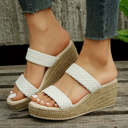 

loyun Women‘s Platform Espadrilles Wedge Sandals Double Strap Open Toe Non Slip Shoes Versatile Summer Sandals