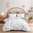 thumbnail image 3 of JOLUSERE Ensemble de Housse de Couette Botanique Grand, 3 Pcs Réversible Farmhouse Floral Doux Respirant, Vert, 3 of 9