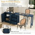 thumbnail image 4 of Euroco 89.7" Sideboard with Extendable Table, Multifunctional Buffet Storage Cabinet with 2 Doors and 3 Drawers Coffee Bar Station for Living Room,Study,Kitchen,Navy Blue, 4 of 9