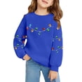 thumbnail image 4 of Tanghaowl Kids Hoodies Print Girls Long Sleeve Crewneck Pocket Sweatshirt Cozy Pullover Top for Winter Holiday Season Festive Outfit Blue 3-4 Years, 4 of 4